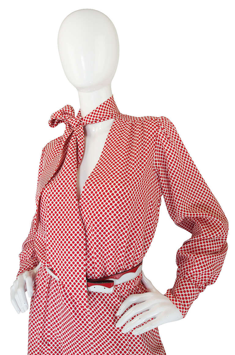 Women's 1970s Yves Saint Laurent Dot Dress & Belt