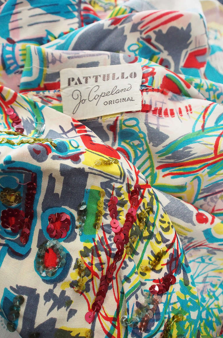 1940s Pattullo Jo Copeland Silk Print Dress For Sale 4