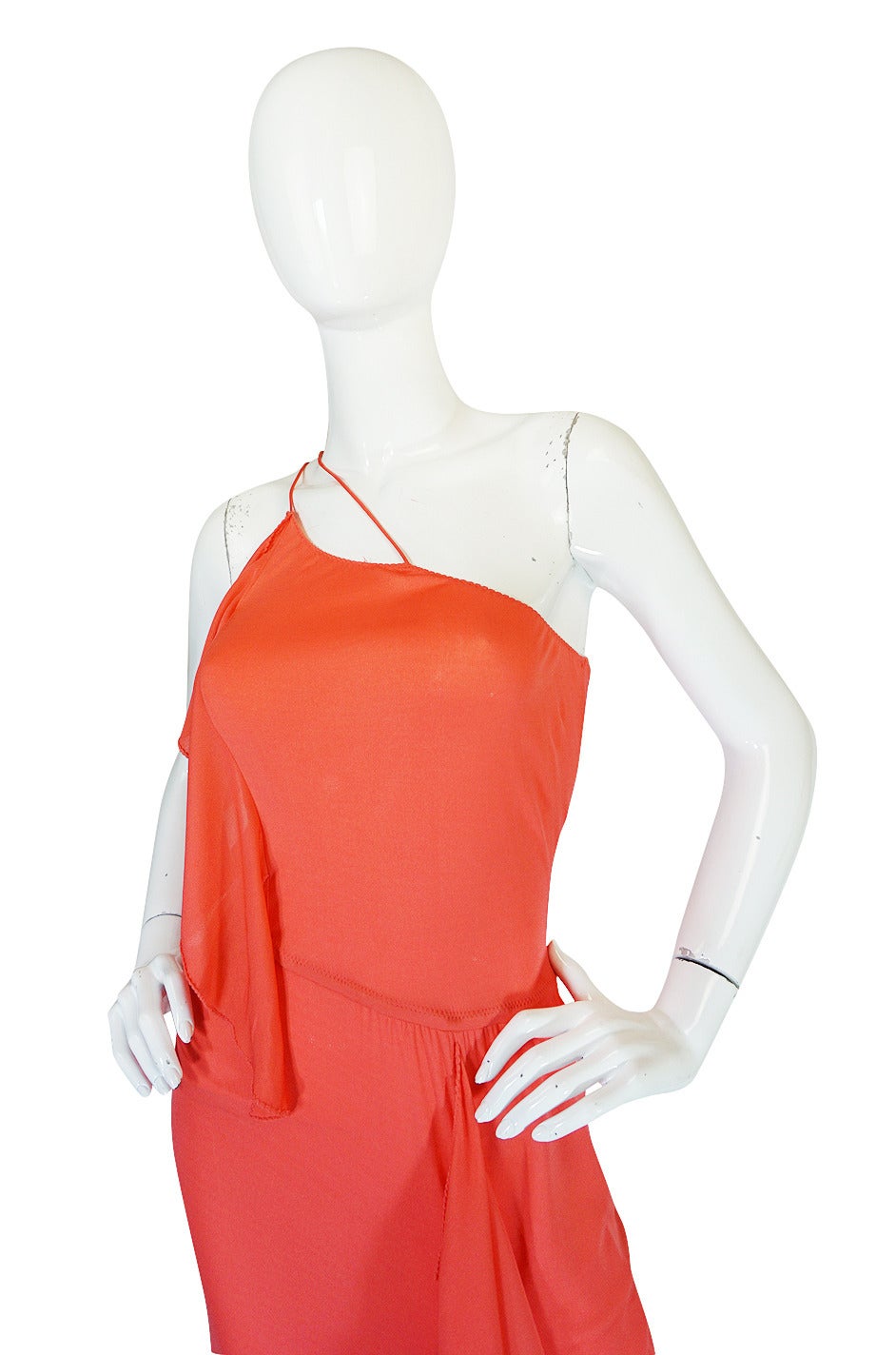 Women's 1970s Sexy Stephen Burrows Coral Jersey Maxi Dress