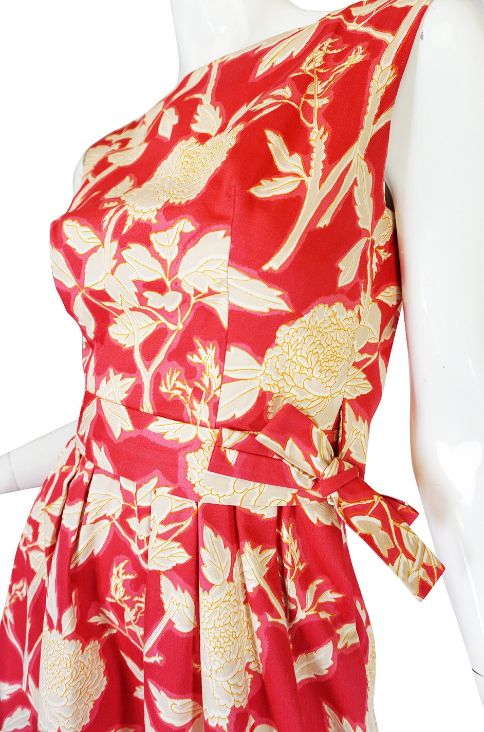 Early 1960s Floral Print Christian Dior New York Dress In Excellent Condition In Rockwood, ON