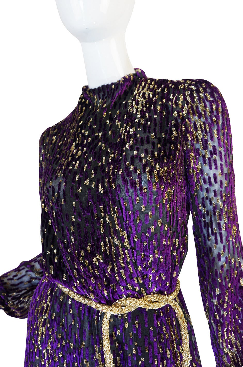1970s Incredible Velvet Chiffon Lillie Rubin Dress 4