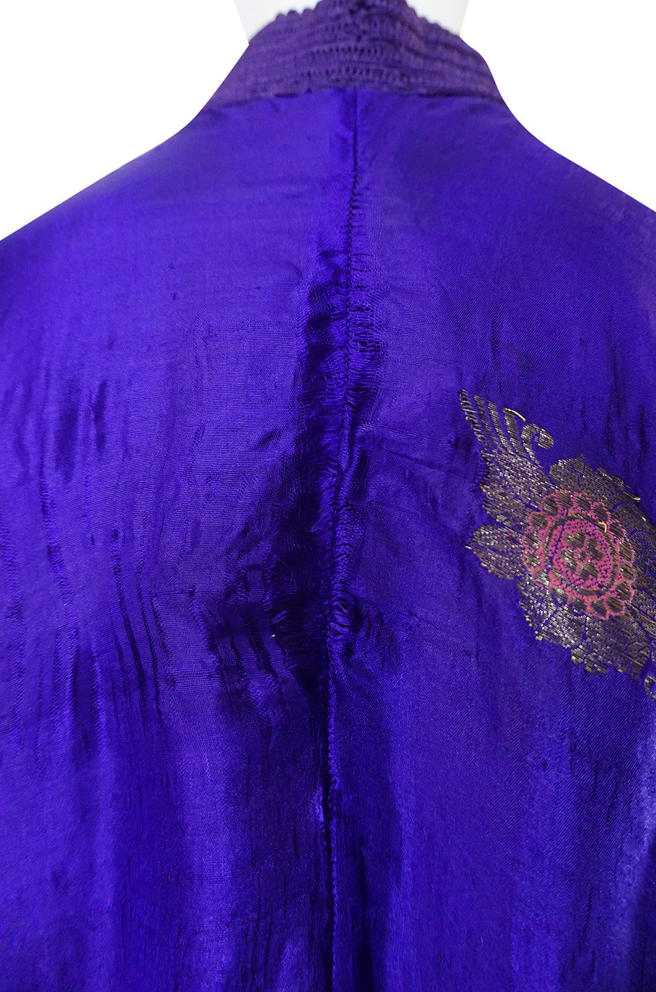 1960s Sleeved Purple Silk & Gold Thread Caftan 3
