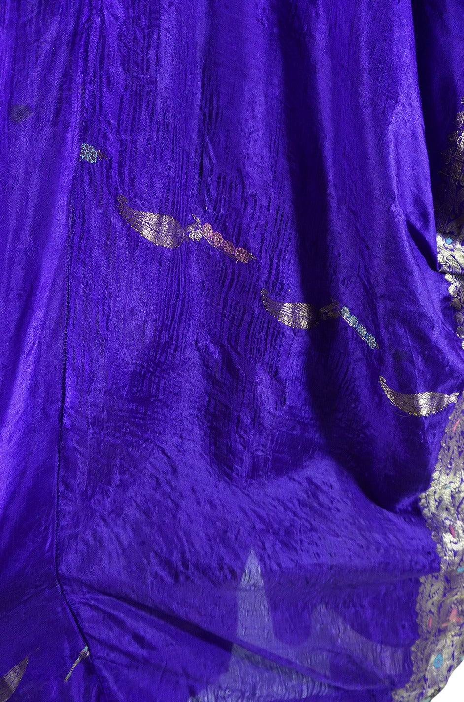 1960s Sleeved Purple Silk & Gold Thread Caftan 5
