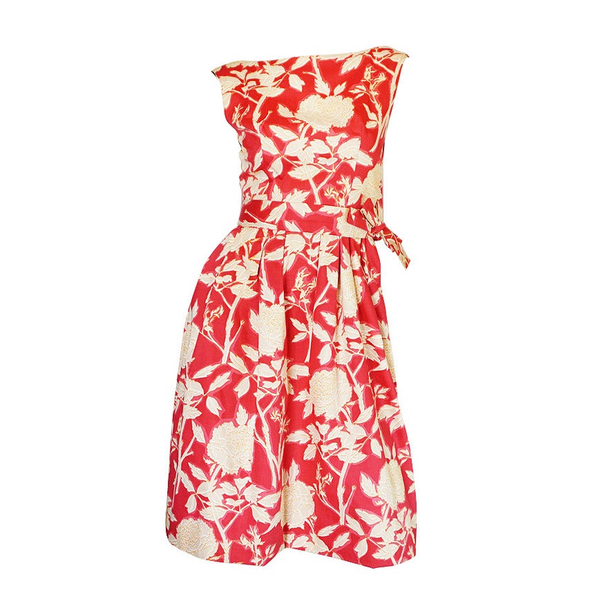 Early 1960s Floral Print Christian Dior New York Dress