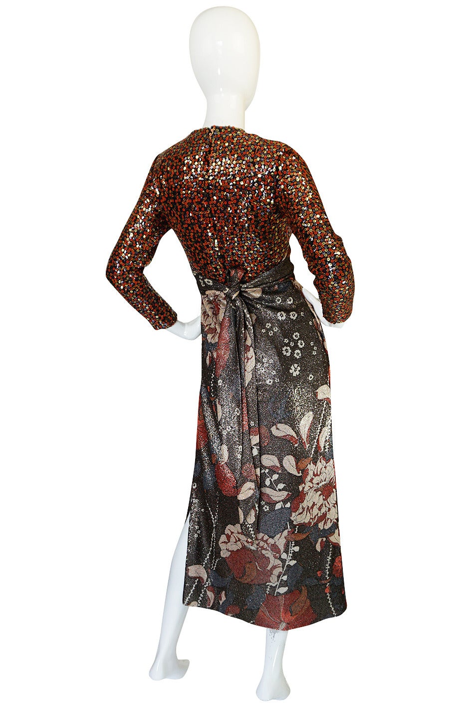 1960s Sequin & Metallic Lurex Bill Blass Dress Set In Excellent Condition In Rockwood, ON