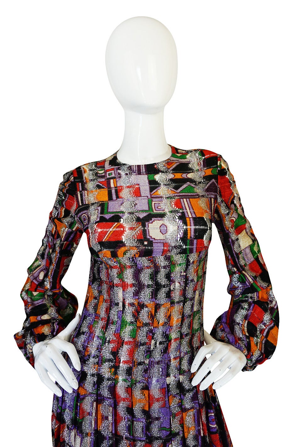 1970s Pierre Cardin Open Weave Metallic Knit Dress In Excellent Condition In Rockwood, ON