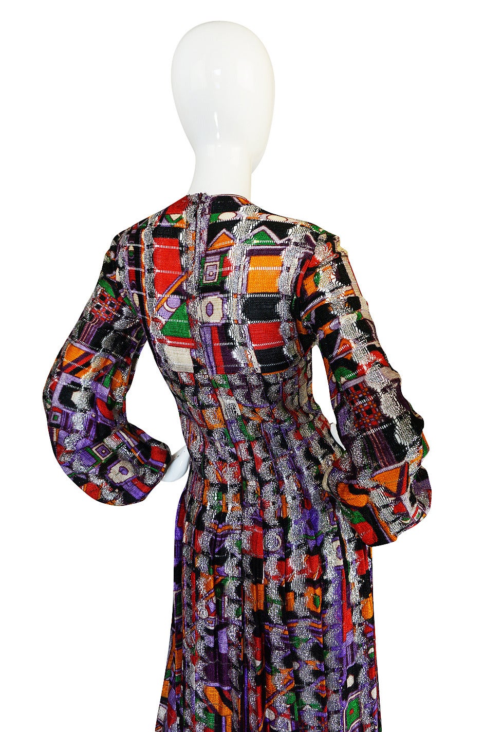 1970s Pierre Cardin Open Weave Metallic Knit Dress 1