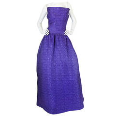 1960s Arnold Scaasi Couture Purple & Silver Gown 9