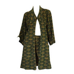 1960s Print Jersey Knit Biba Skirt & Jacket Suit 3