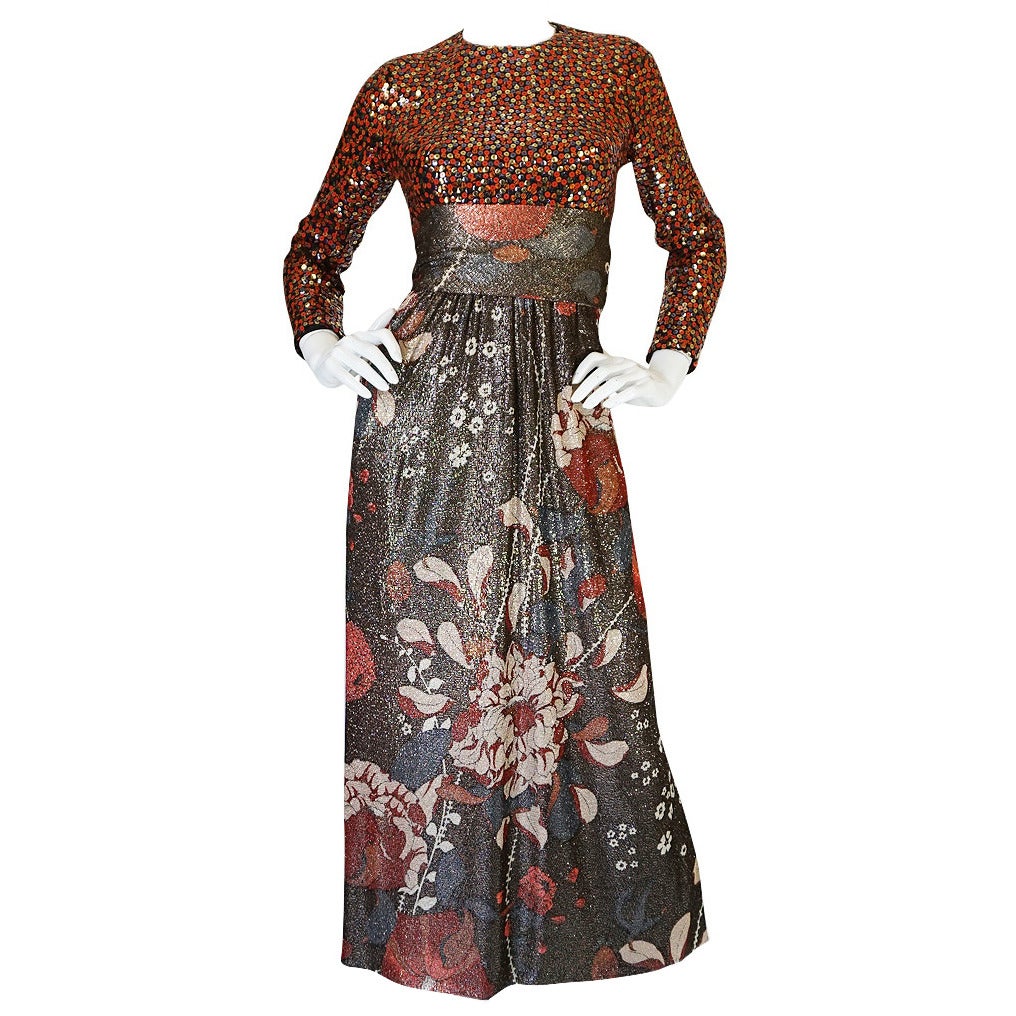1960s Sequin & Metallic Lurex Bill Blass Dress Set