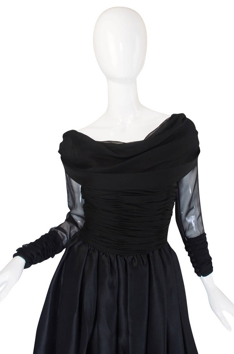 1980s Carolyne Roehm Black Silk Gown In Excellent Condition In Rockwood, ON