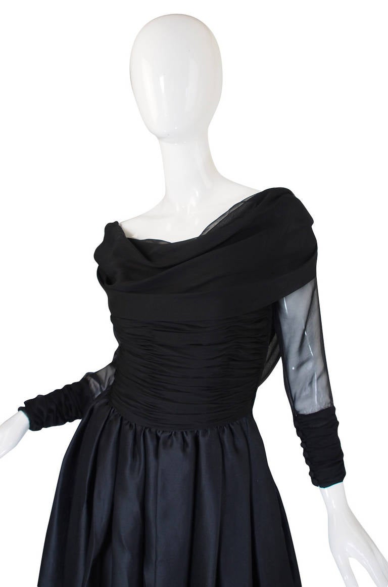 Women's 1980s Carolyne Roehm Black Silk Gown
