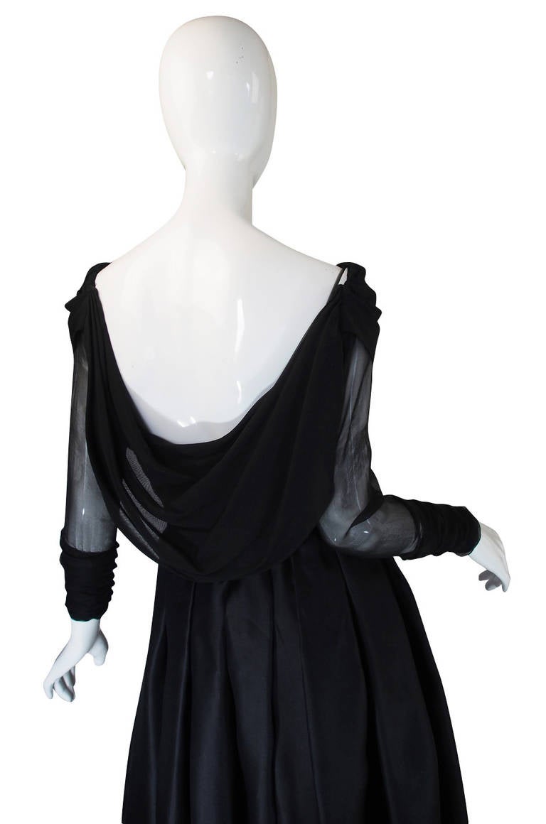 1980s Carolyne Roehm Black Silk Gown 1