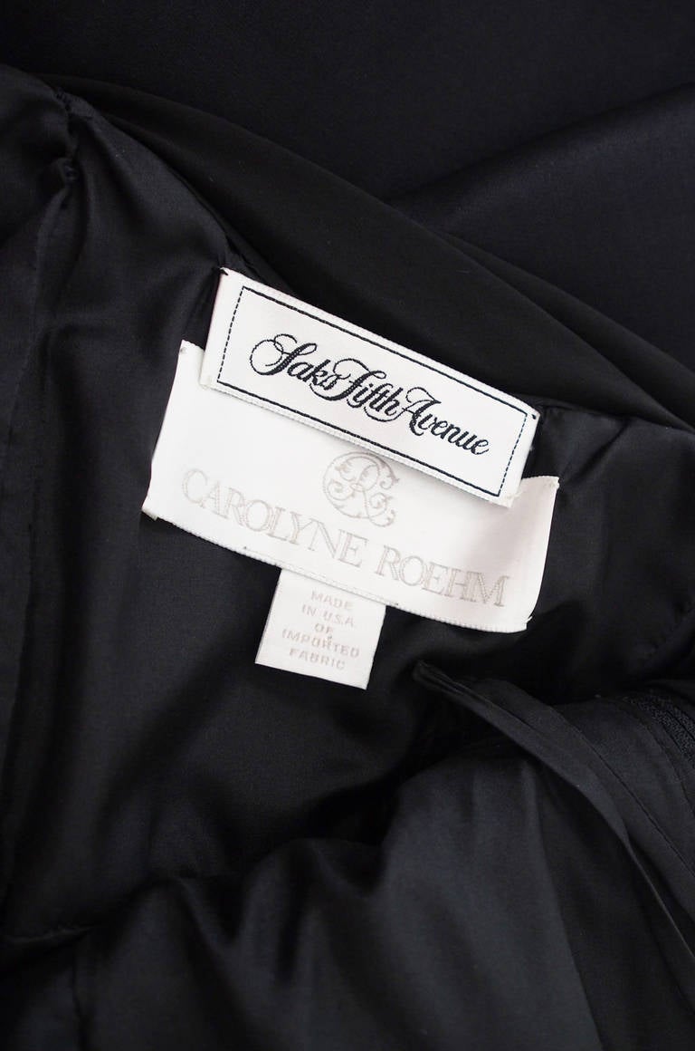 1980s Carolyne Roehm Black Silk Gown 4