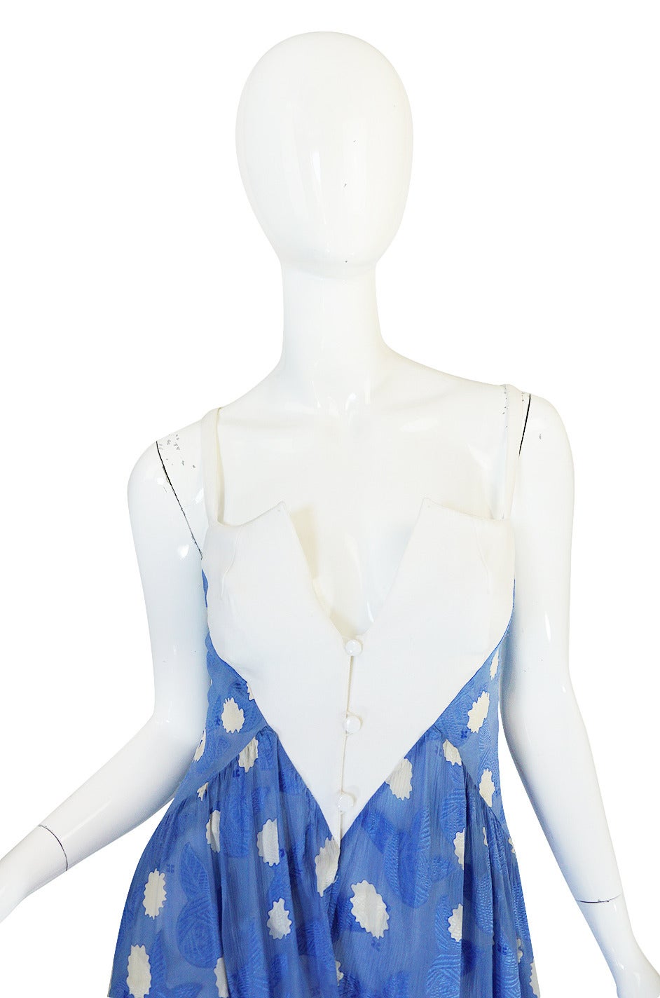 Women's 1970s Blue Silk Chiffon Andre Courreges Maxi Dress