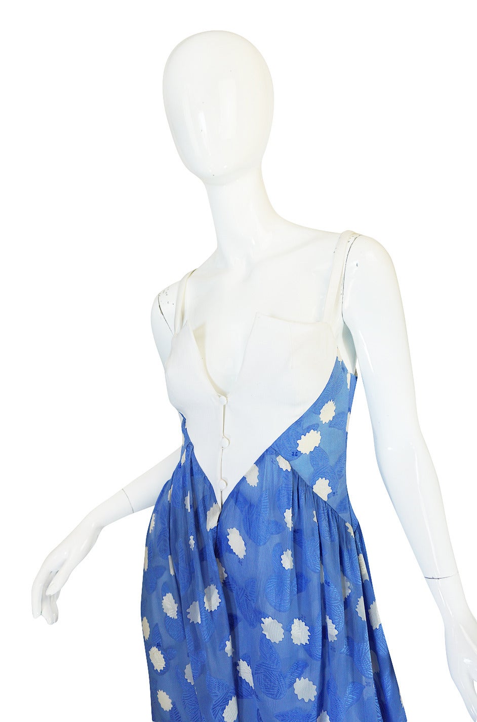 1970s Blue Silk Chiffon Andre Courreges Maxi Dress 4