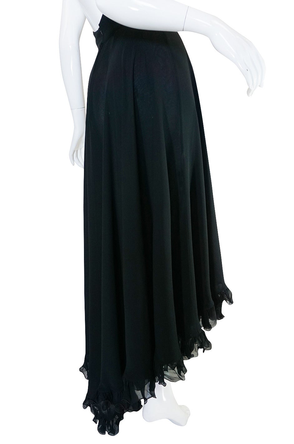 1970s Gorgeous Valentino Backless Silk Chiffon Dress 1