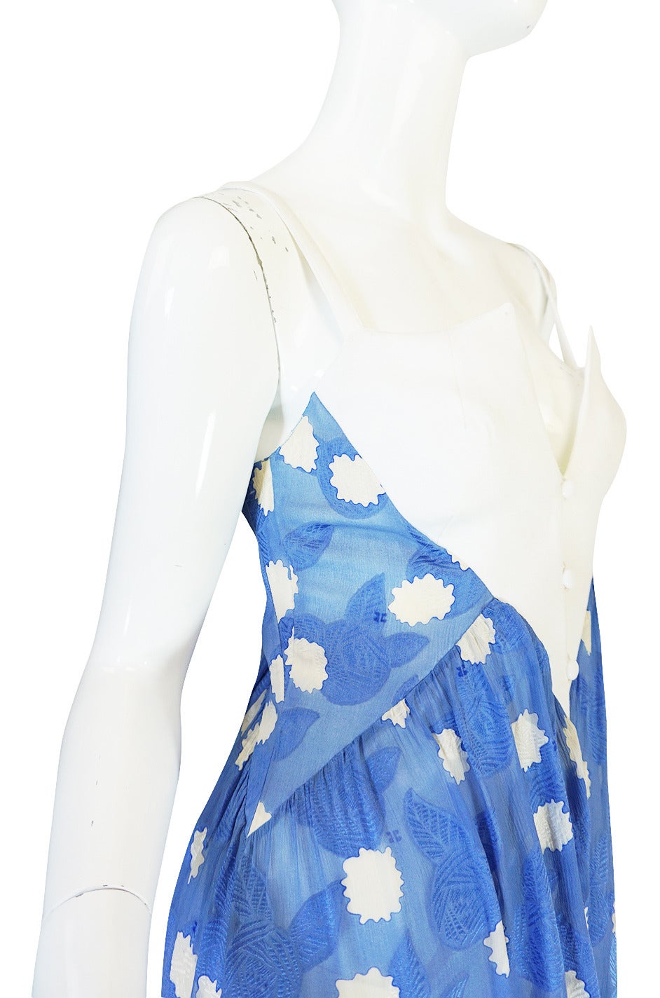 1970s Blue Silk Chiffon Andre Courreges Maxi Dress 1