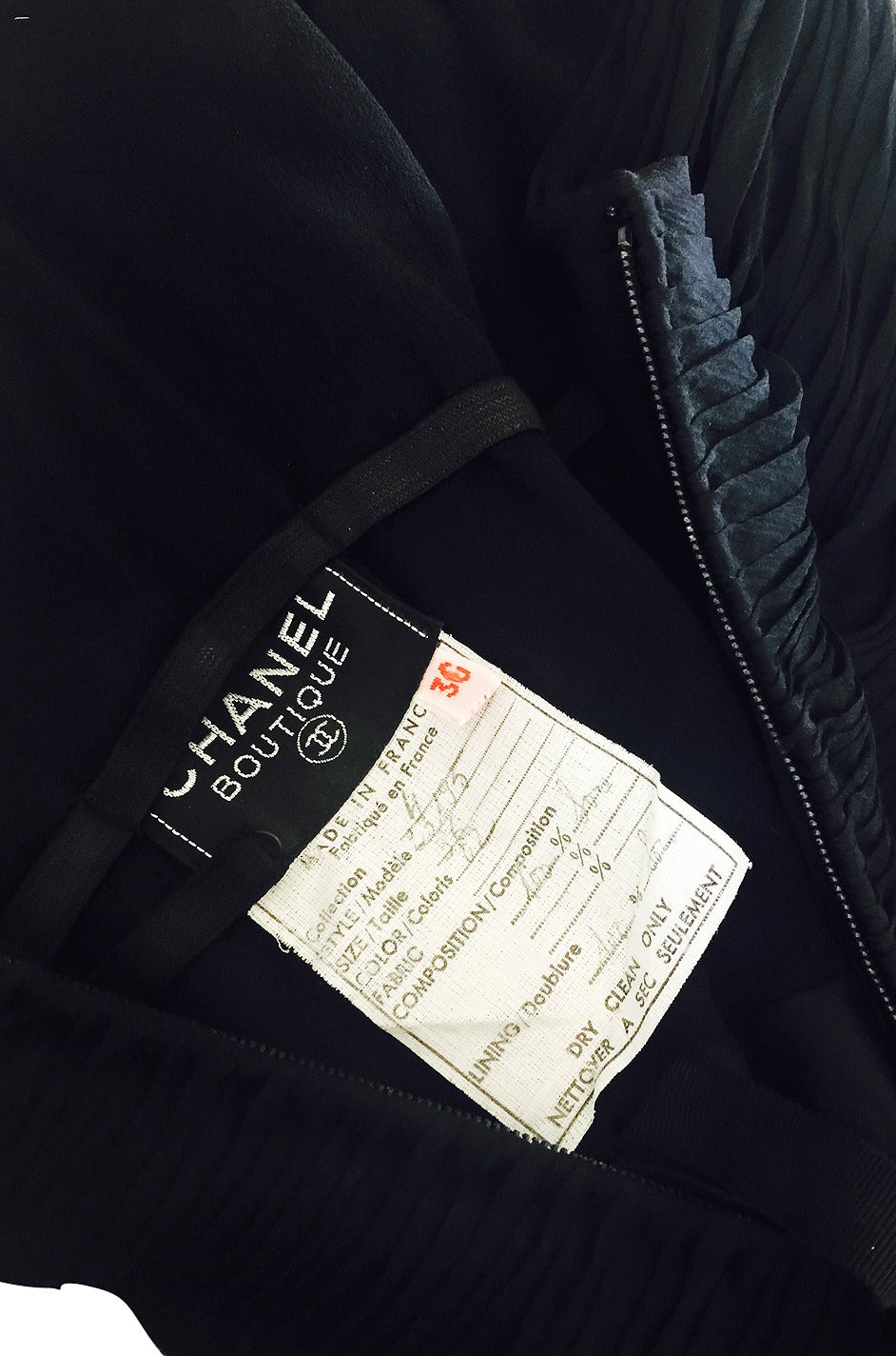 1980s Chanel Black Silk Chiffon & Jersey Fitted Dress 4
