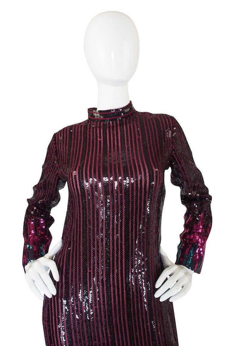 1970s Ombre Sequin Reuben Panis Maxi Dress In Excellent Condition In Rockwood, ON