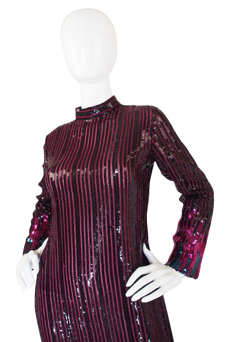 Women's 1970s Ombre Sequin Reuben Panis Maxi Dress