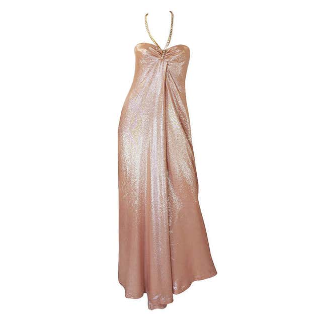 1992 Thierry Mugler Lame and Rhinestone Gown at 1stDibs