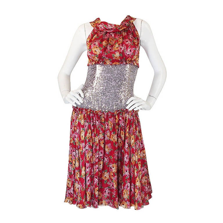 1990s Silk & Sequin Dolce and Gabbana dress For Sale
