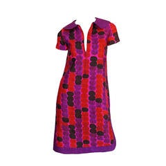 Vintage 1960s Pierre Cardin for Takashimaya Silk Print Dress