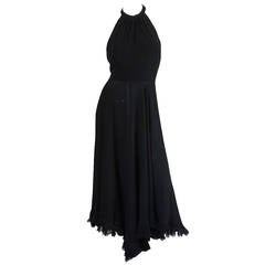 1970s Gorgeous Valentino Backless Silk Chiffon Dress