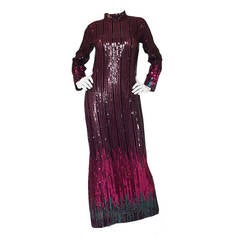 Vintage 1970s Ombre Sequin Reuben Panis Maxi Dress