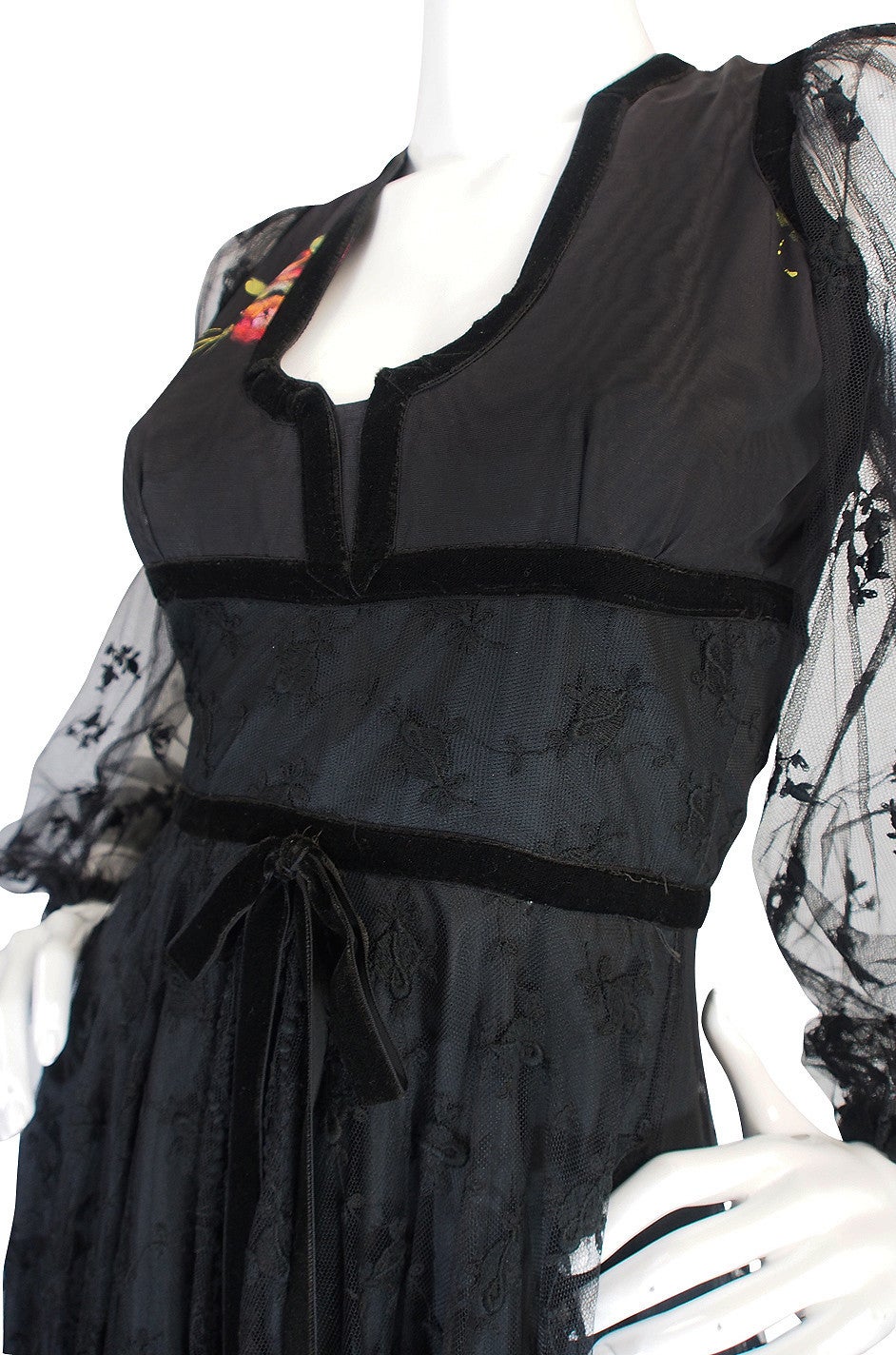1974 Hand Painted Thea Porter Couture Corset Dress In Excellent Condition In Rockwood, ON
