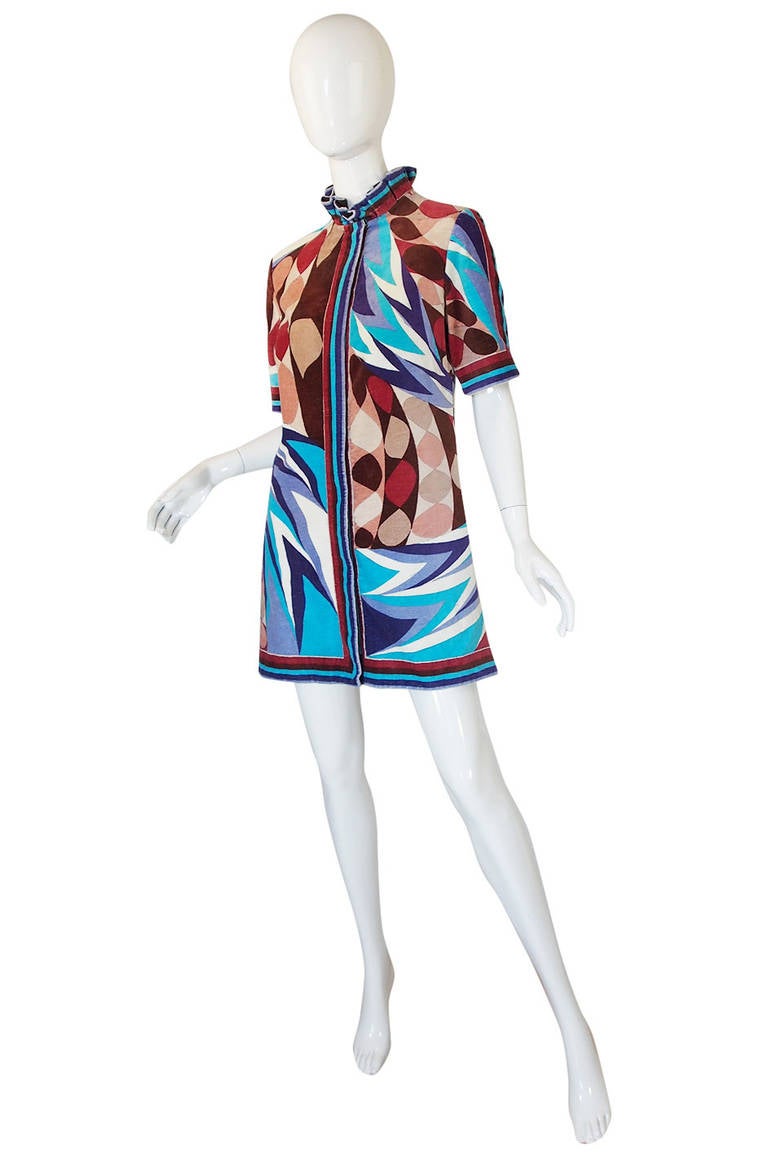 1960s Pucci Terry Cloth Mini Dress or Cover Up In Excellent Condition For Sale In Rockwood, ON