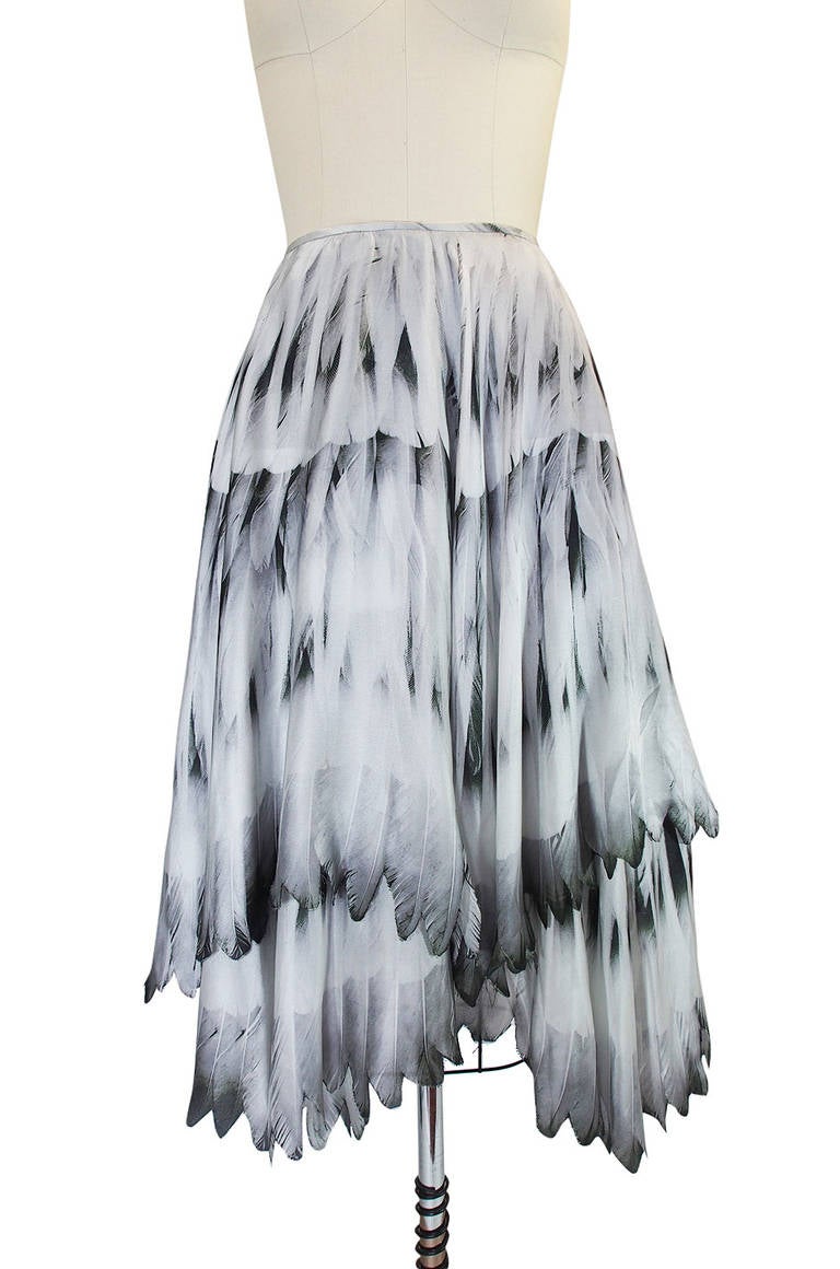 Recent Feather Print Alexander McQueen Skirt In Excellent Condition In Rockwood, ON