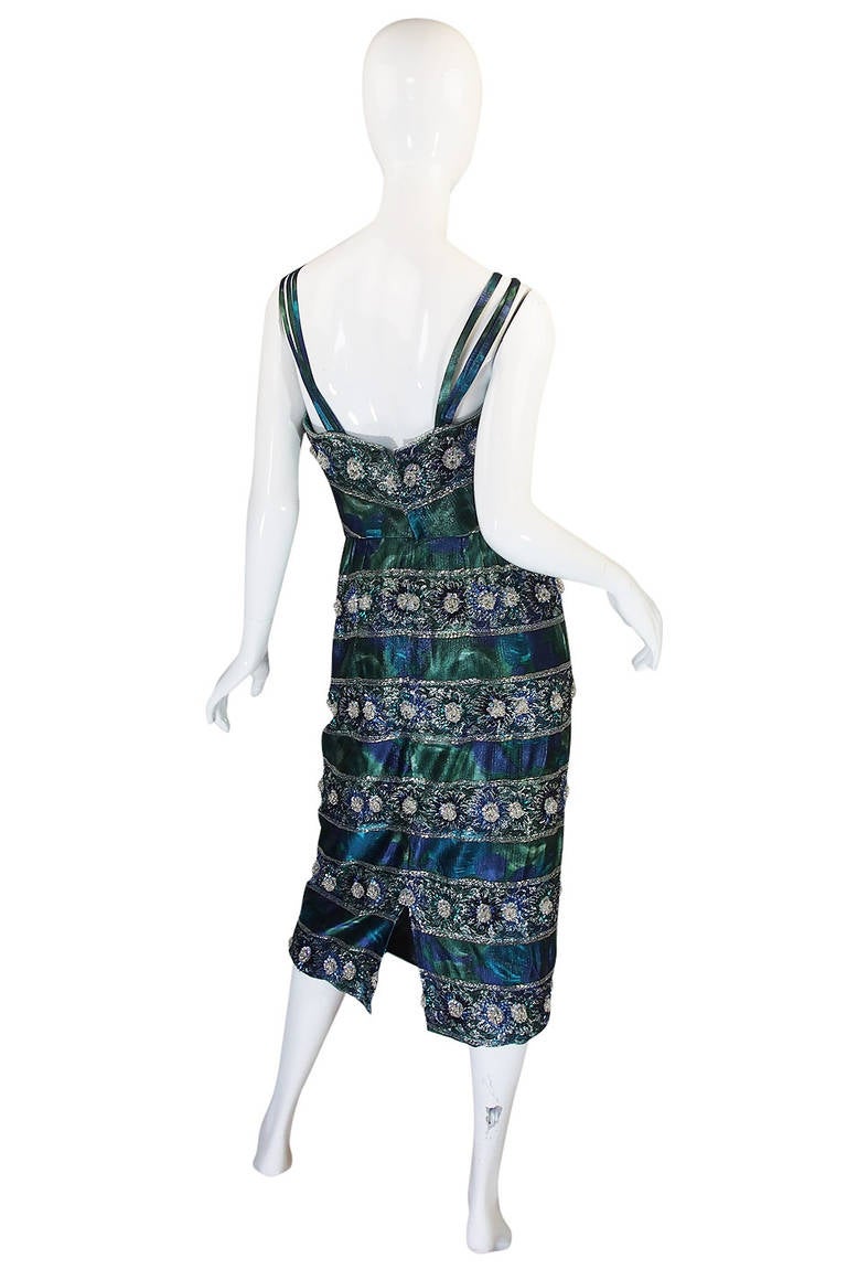 1950s Spectacular Beaded Bonwit Teller Dress In Excellent Condition In Rockwood, ON