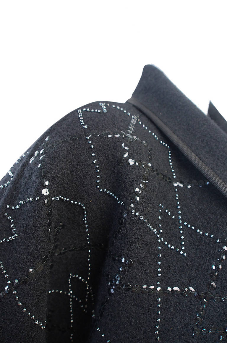 1970s Sequin Wool Yves Saint Laurent Jacket For Sale 2