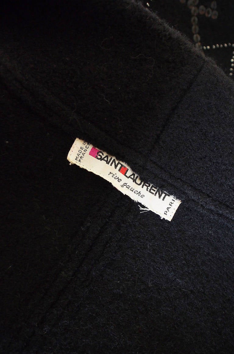 1970s Sequin Wool Yves Saint Laurent Jacket For Sale 3
