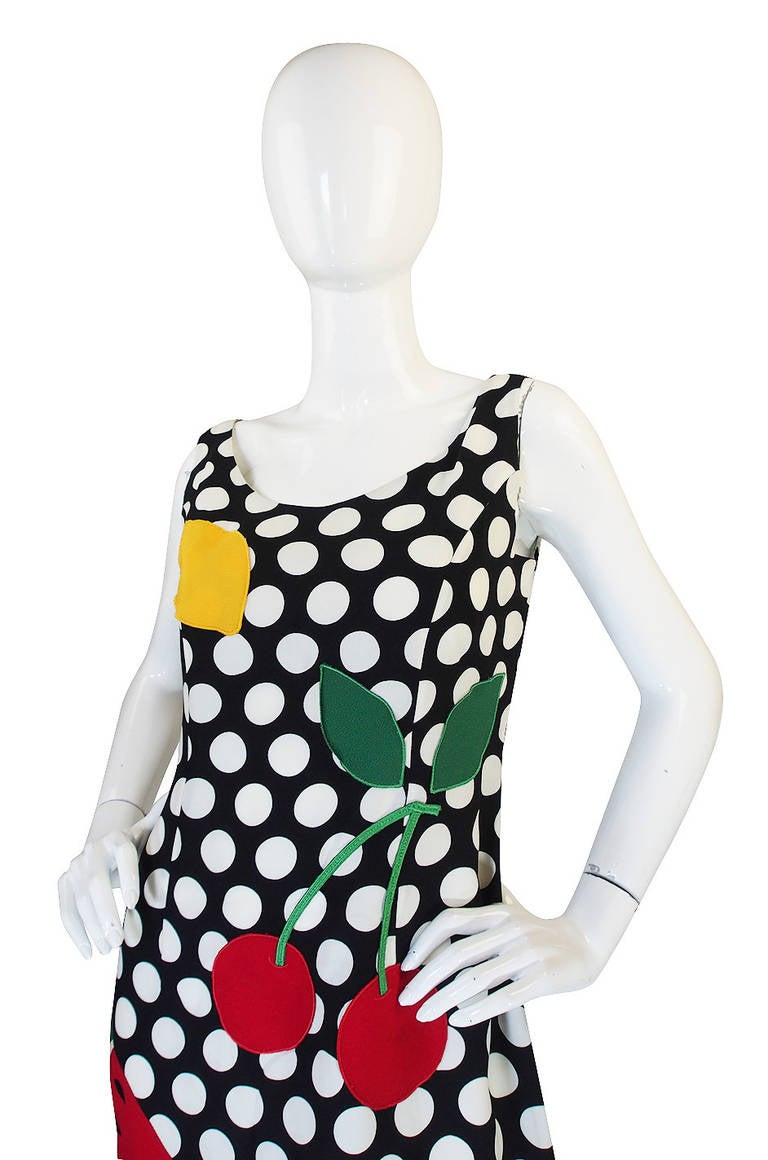 1990s Moschino Cheap & Chic Fruit and Dot Dress In Excellent Condition In Rockwood, ON
