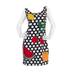 Vintage 1990s Moschino Cheap & Chic Fruit and Dot Dress