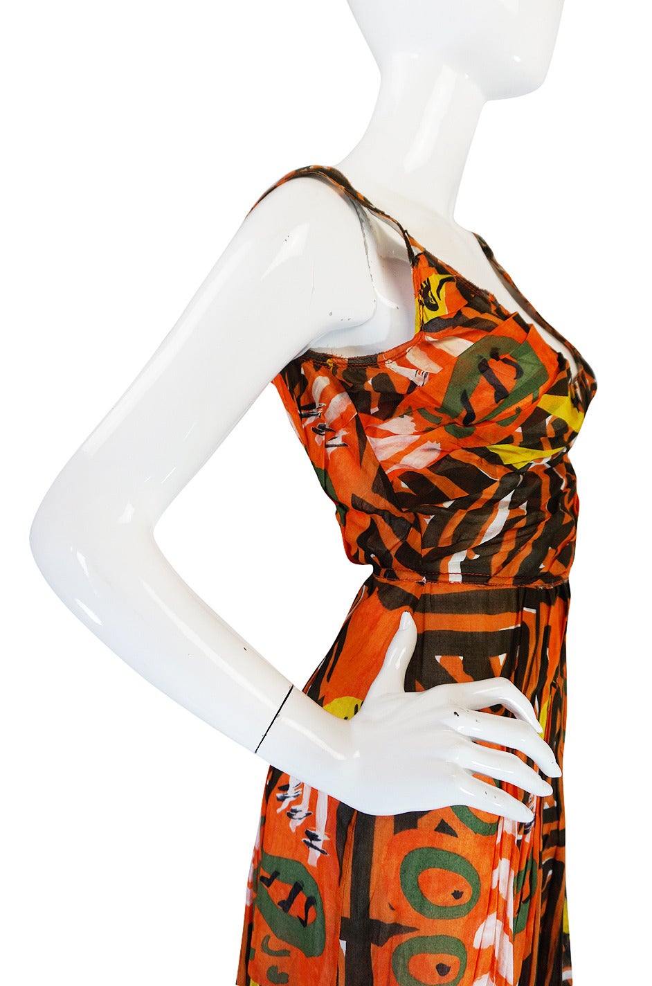 Resort 2010 Prada Printed Light Cotton Day Dress In Excellent Condition In Rockwood, ON