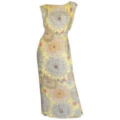 1960s Densely Beaded Malcolm Starr Floral Silk Dress 11