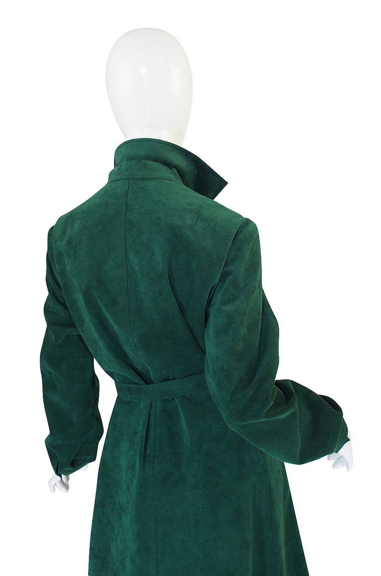 1972 Emerald Green Halston Ultrasuede Dress For Sale 1