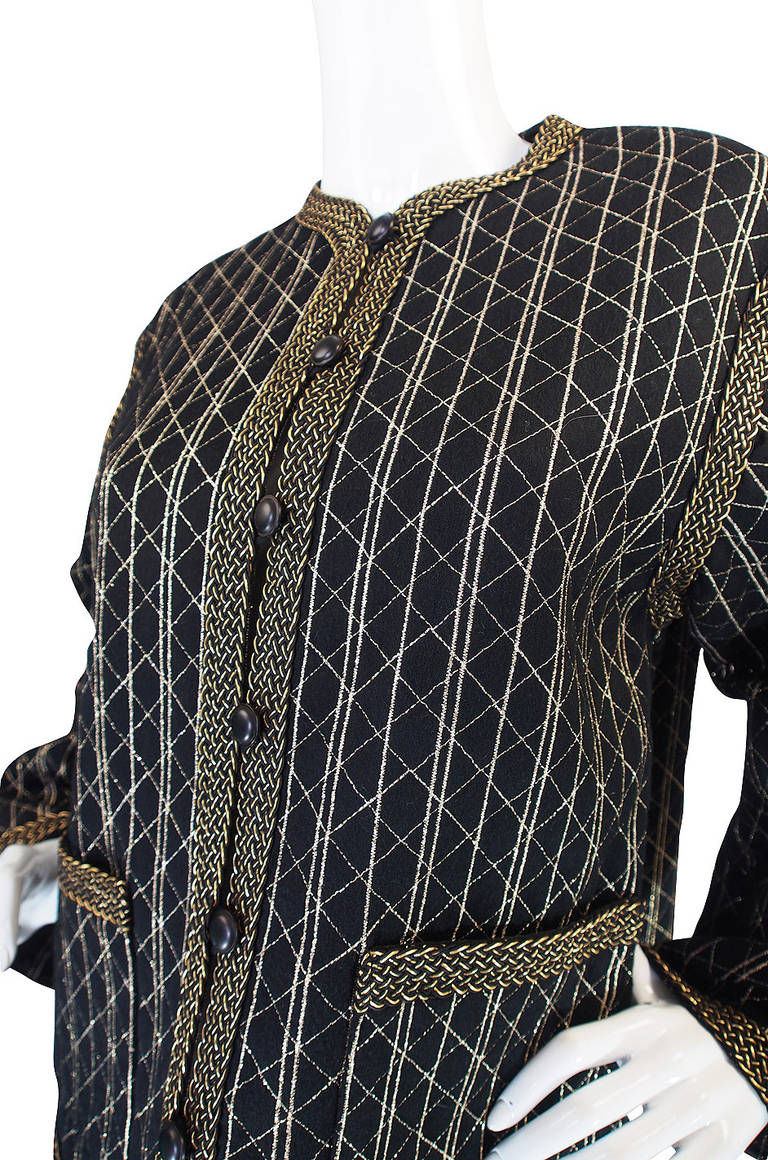 c1980 Lrg Gold Thread Yves Saint Laurent Jacket For Sale 1