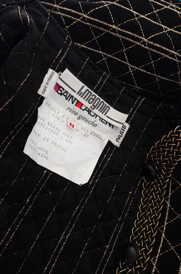 c1980 Lrg Gold Thread Yves Saint Laurent Jacket For Sale 2