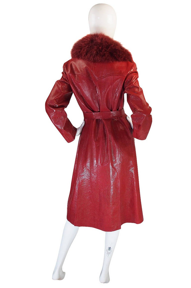 Rare 1970s Red Snakeskin and Fox Gucci Trench Coat at 1stDibs ...