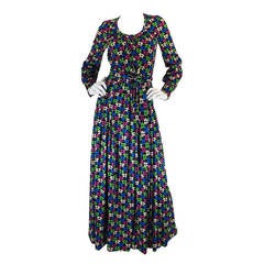 Vintage 1960s Incredible Givenchy Silk Jersey Maxi Dress