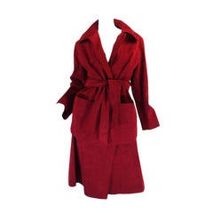 Retro Custom Larger 1972 Red Ultrasuede Halston Suit