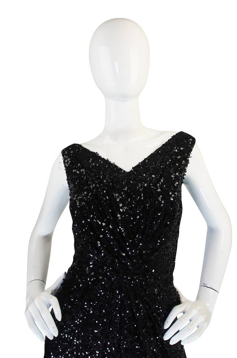 1950s Fine Sequin Ceil Chapman Wiggle Dress In Excellent Condition In Rockwood, ON