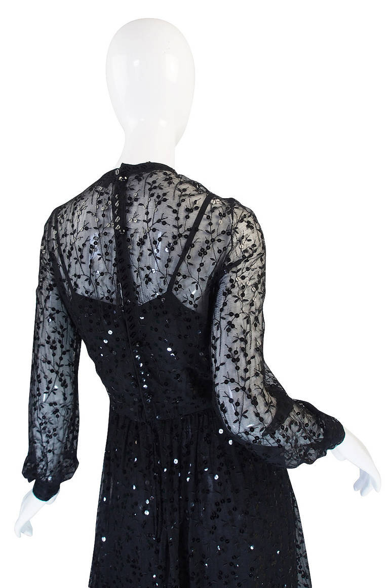 c 1983-85 Heavily Sequinned Chanel Silk Chiffon Dress 1