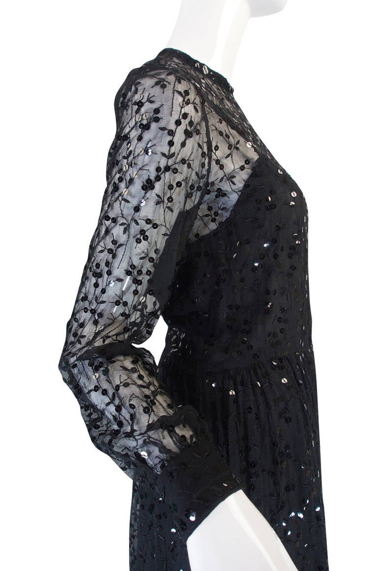 c 1983-85 Heavily Sequinned Chanel Silk Chiffon Dress 2