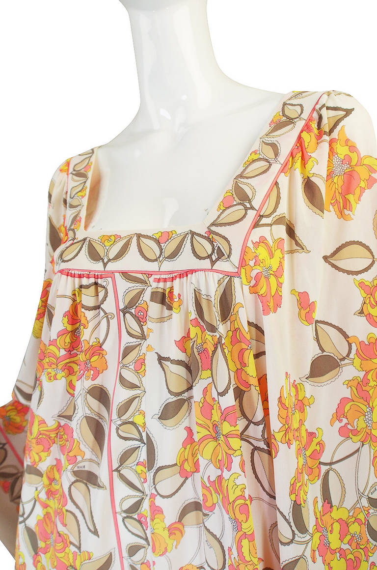 1960s Emilio Pucci for Formit Rogers Printed Caftan Dress 2